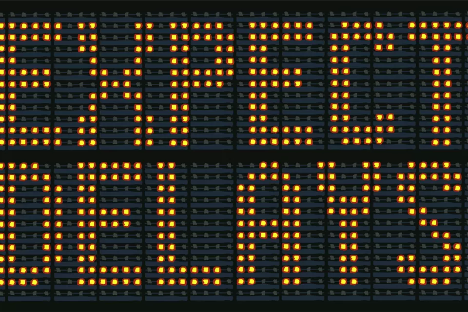 Yellow on black "Expect Delays" traffic sign